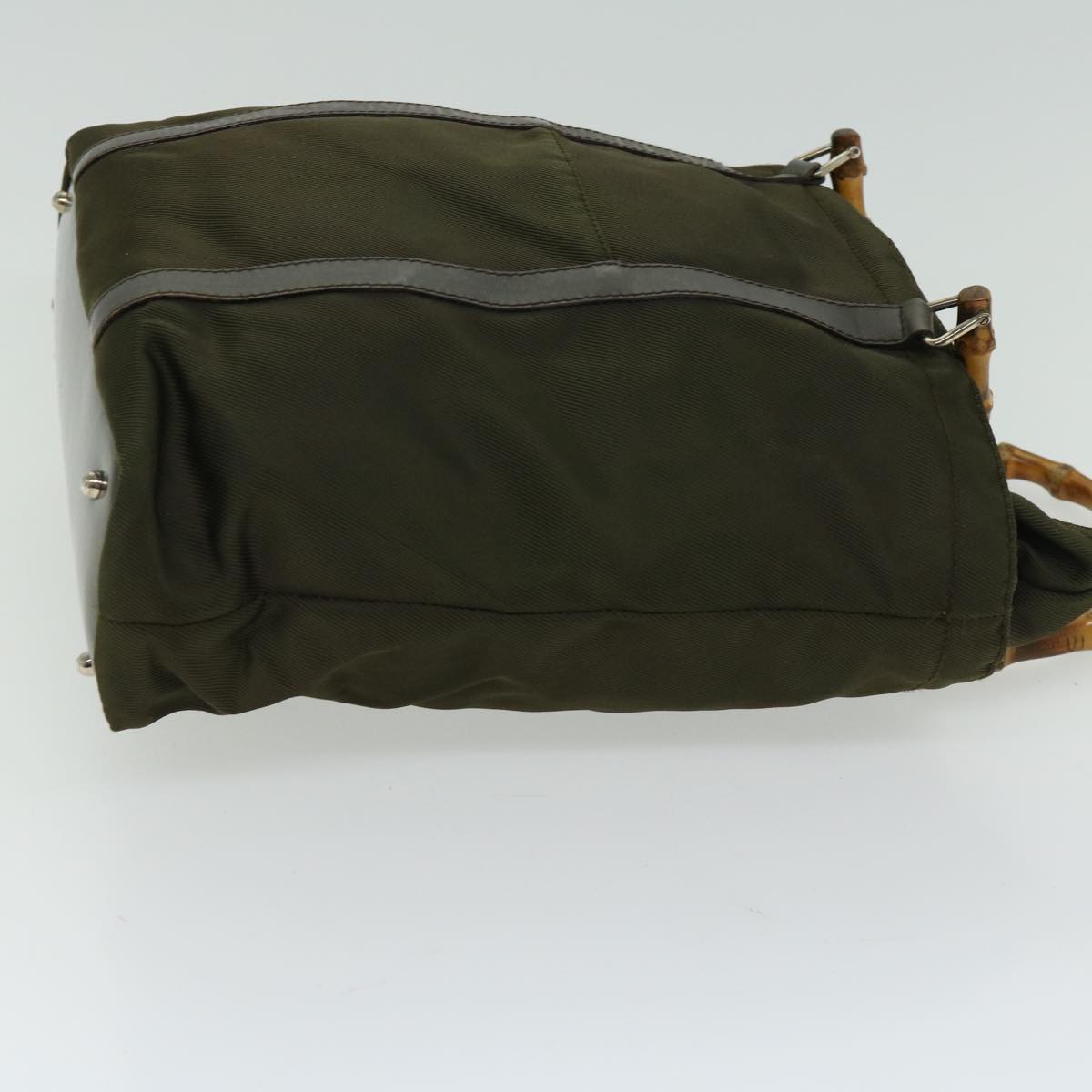 GUCCI Bamboo Hand Bag Nylon Khaki 000 1998 1564