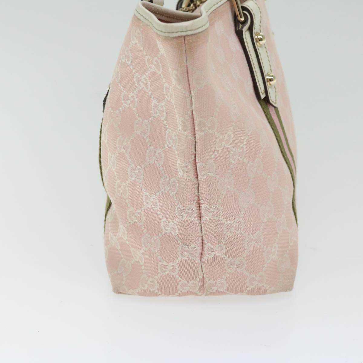 GUCCI GG Canvas Sherry Line Hand Bag Khaki Pink 137396 1565