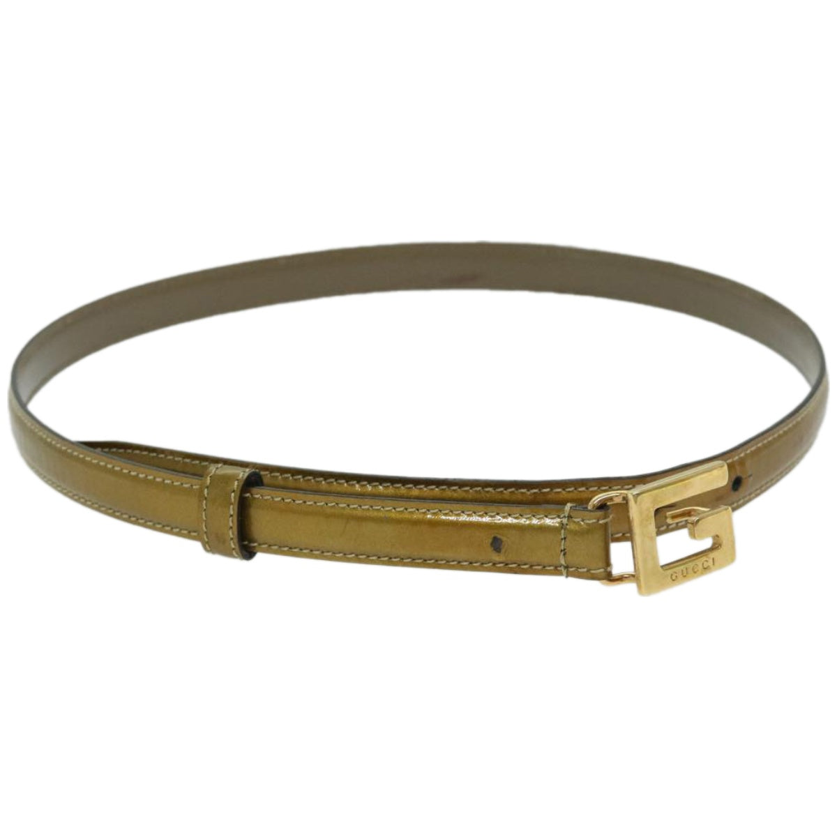 GUCCI Belt Leather 30.3"" Gold Tone 65 26 037 1046 0969 1574