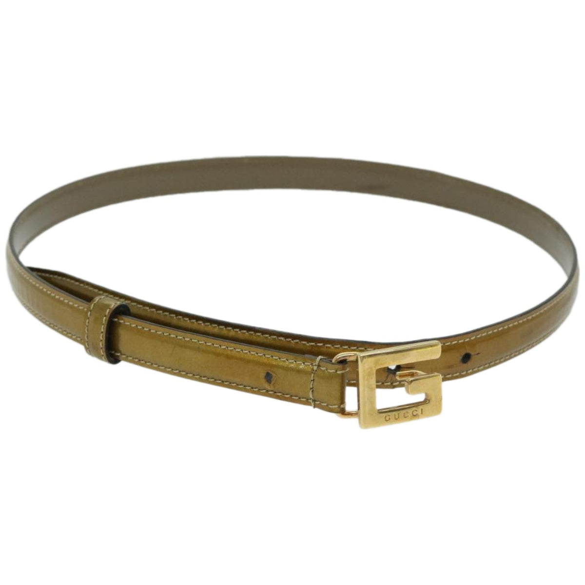GUCCI Belt Leather 30.3"" Gold Tone 65 26 037 1046 0969 1574