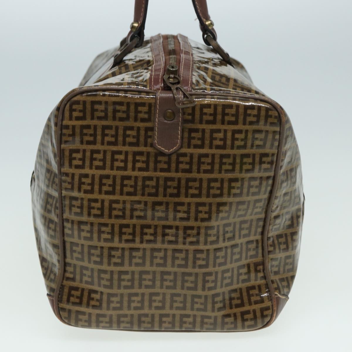 Luxury Fendi Zucchino Canvas Boston Bag Vintage Brownti1787
