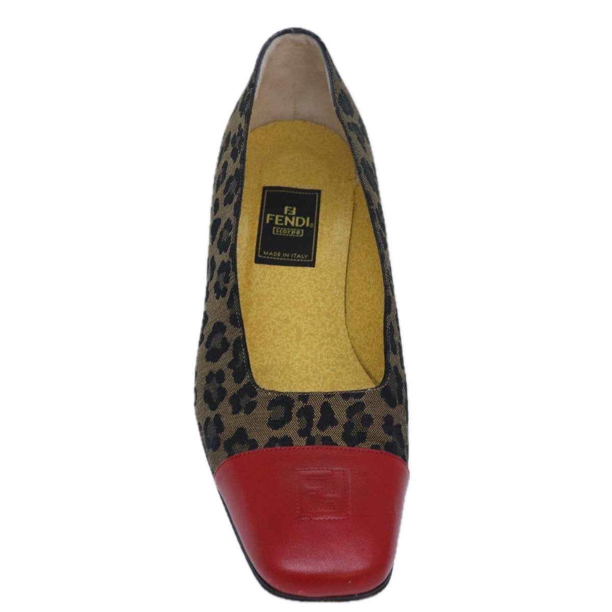 Luxury Fendi Leopard pumps shoes Canvas Leather 37.5 Brown Redti1874
