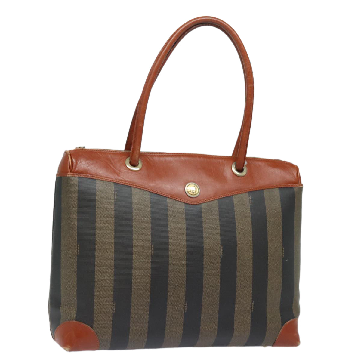 Luxury Fendi Pecan Canvas Hand Bag Brown Blackti1896