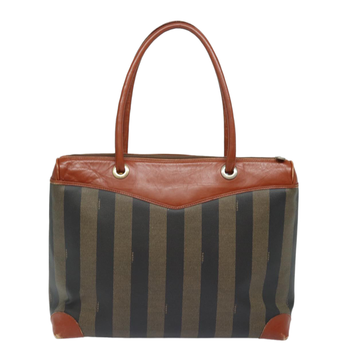 Luxury Fendi Pecan Canvas Hand Bag Brown Blackti1896