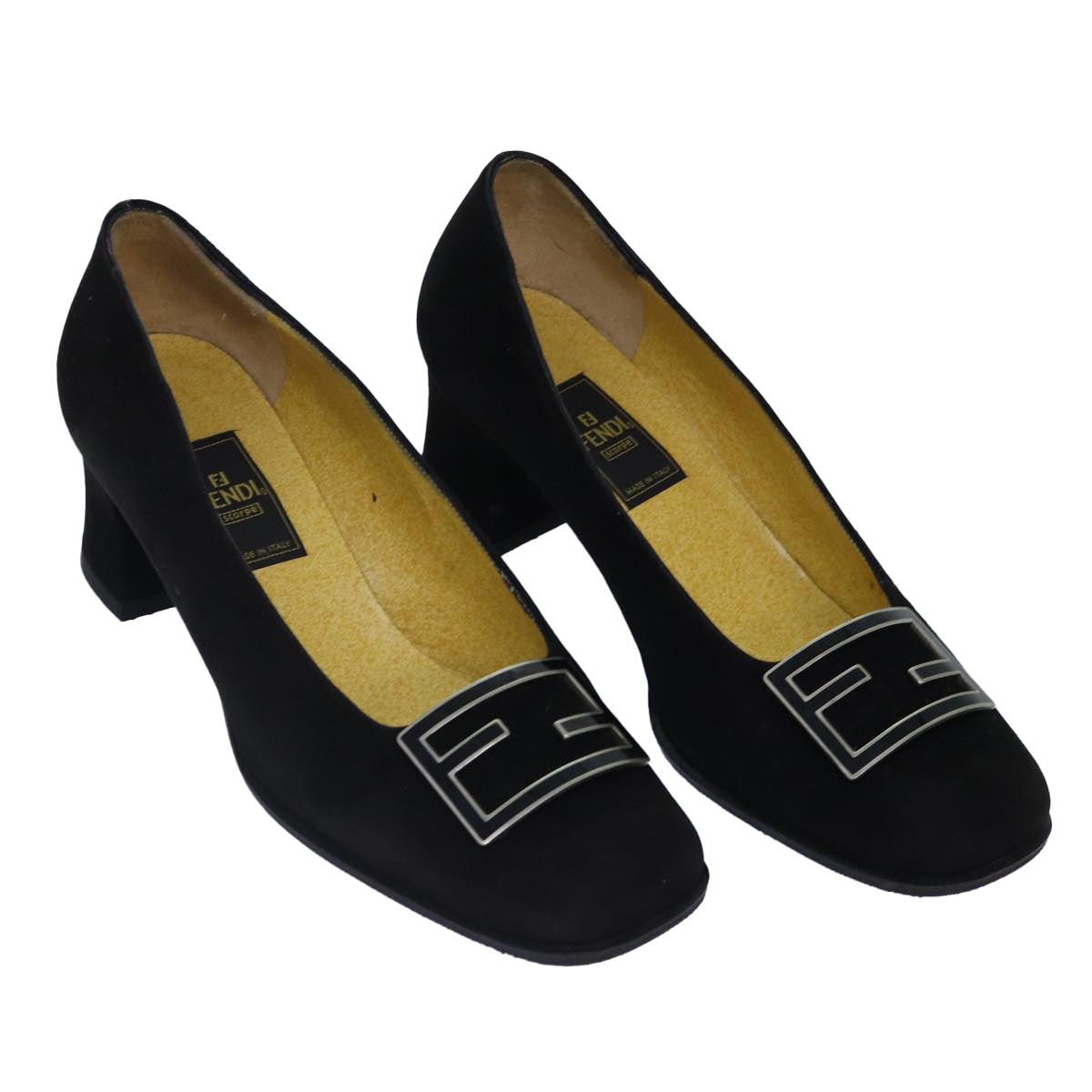 Luxury Fendi Pumps 36 1/2 pumps Suede Leather Black Silverti1921