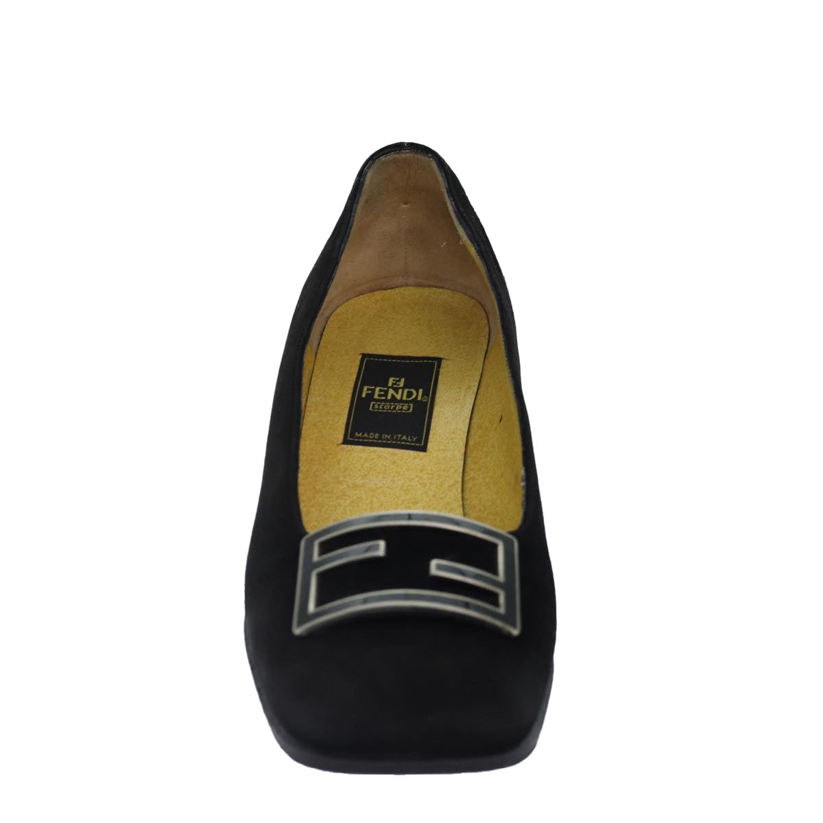 Luxury Fendi Pumps 36 1/2 pumps Suede Leather Black Silverti1921