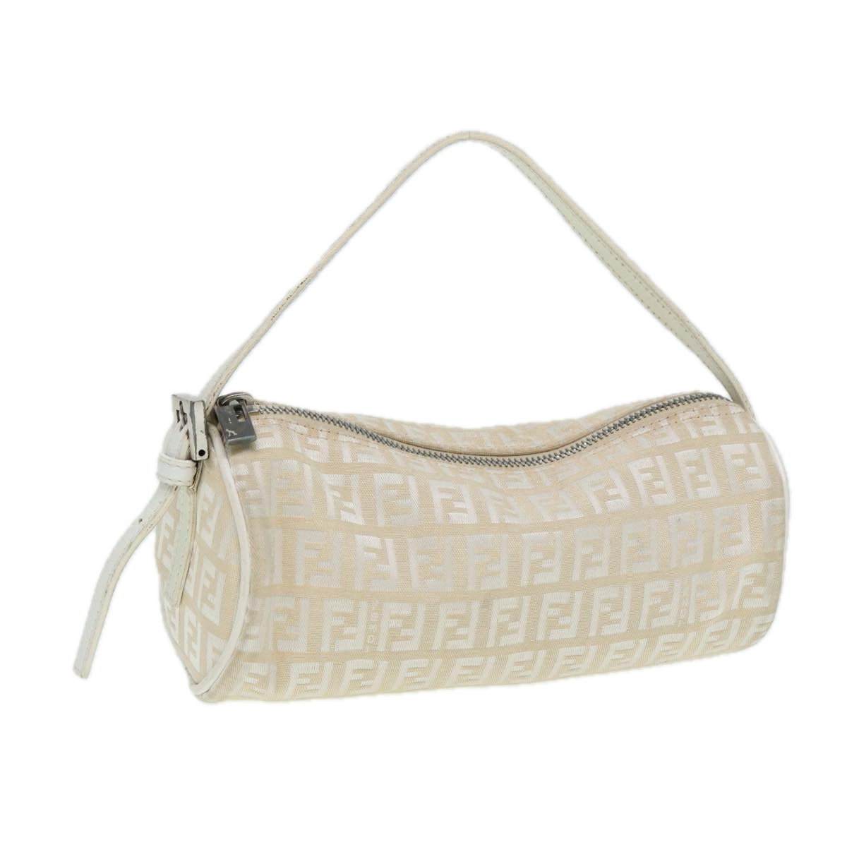 Luxury Fendi Zucchino Canvas Pouch Nylon White Silverti1933