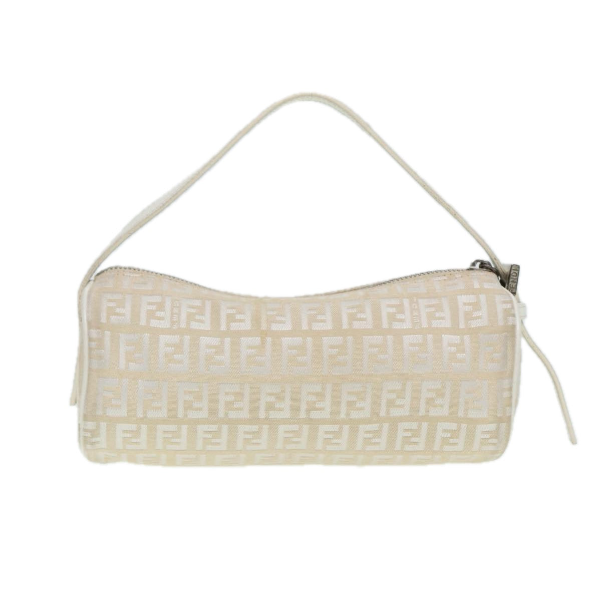 Luxury Fendi Zucchino Canvas Pouch Nylon White Silverti1933