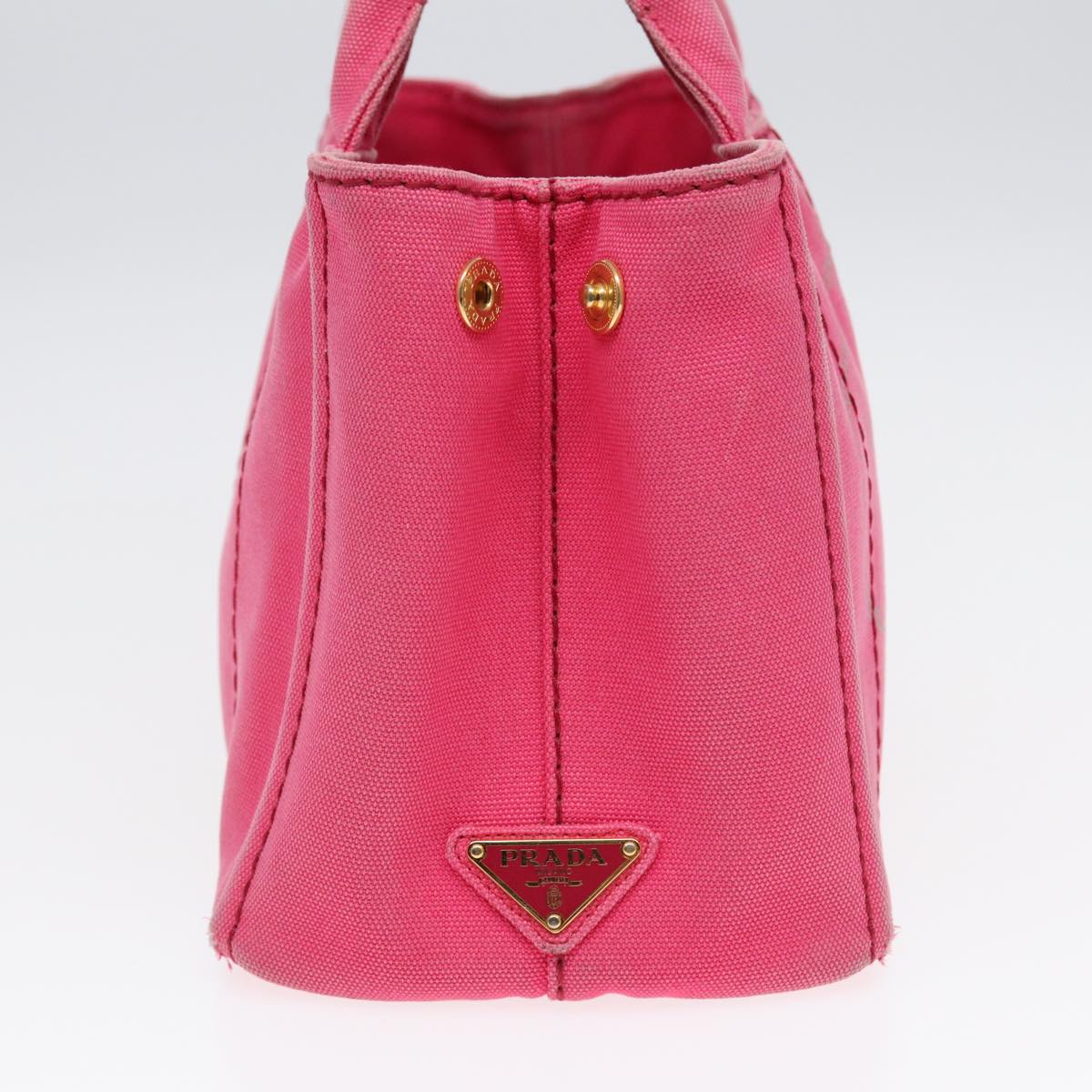 Luxury Prada Canapa PM Hand Bag Canvas 2way Pink Gold  ti1943