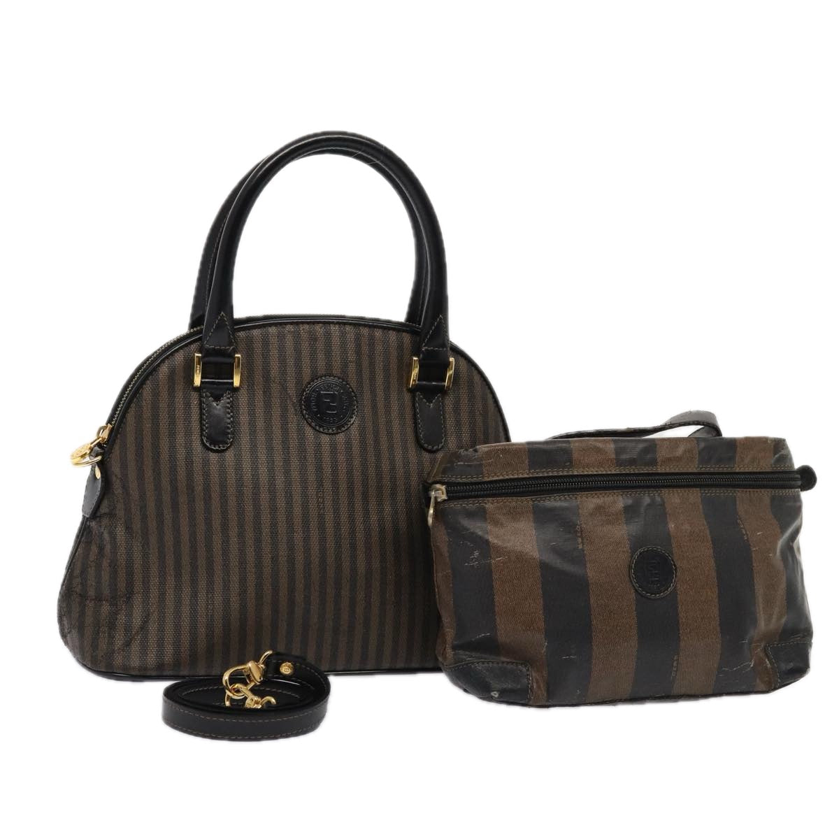 Luxury Fendi Pecan Canvas Hand Bag Coated Canvas 2Set Brown Blackti1976