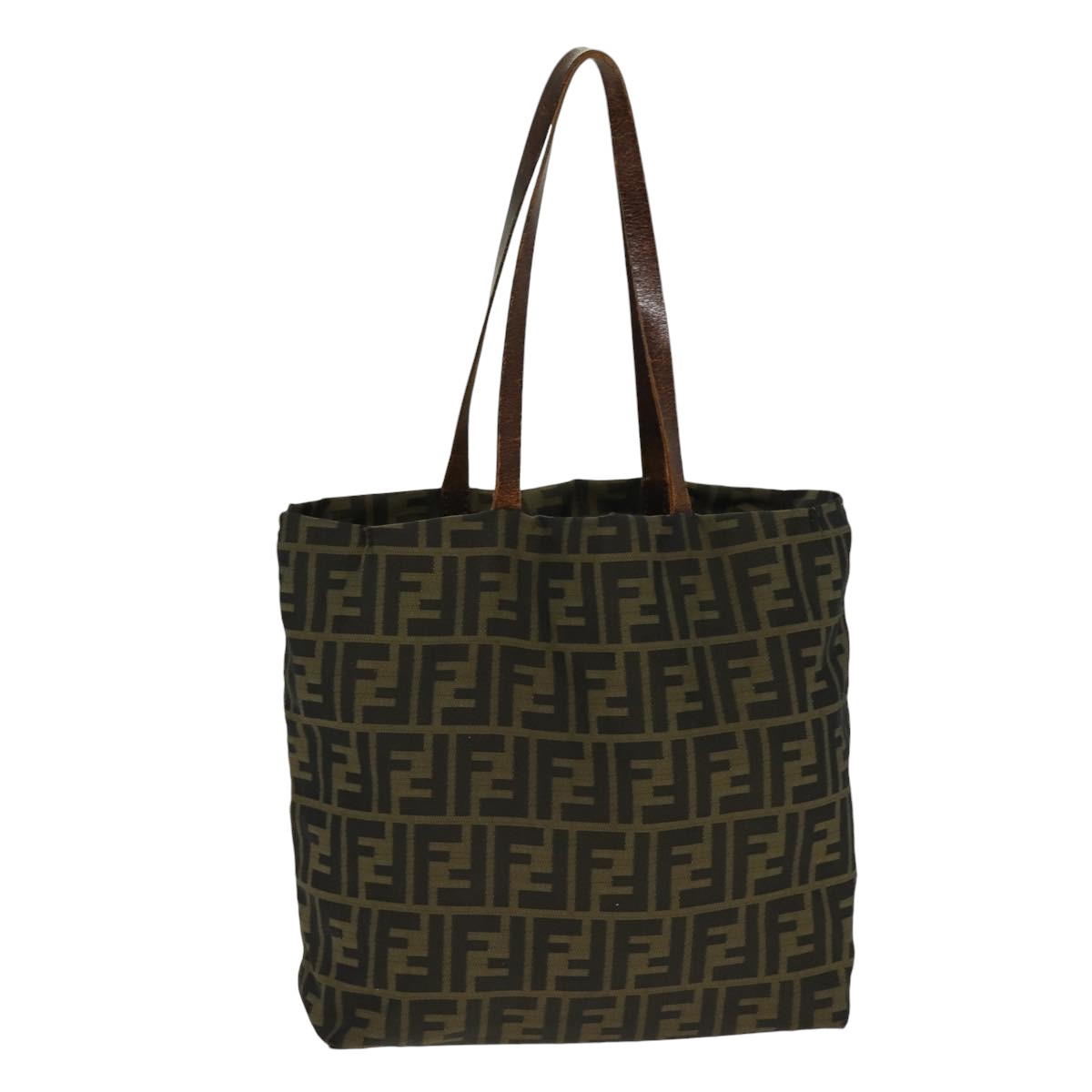 Luxury Fendi Zucca Canvas Tote Bag Brown Black Silverti2007