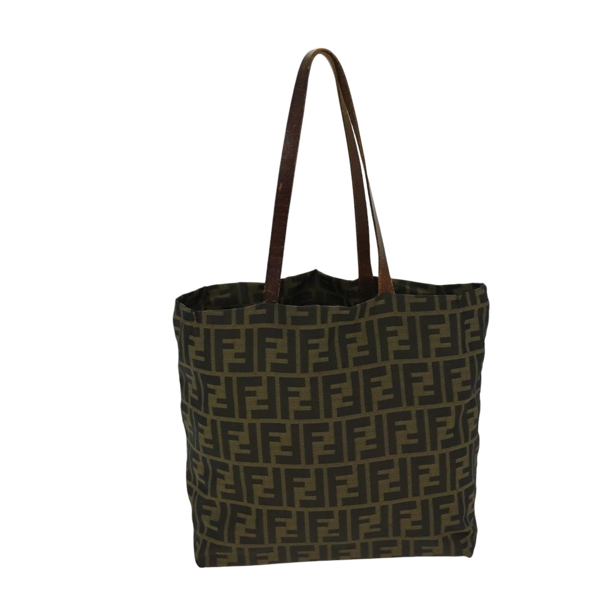 Luxury Fendi Zucca Canvas Tote Bag Brown Black Silverti2007
