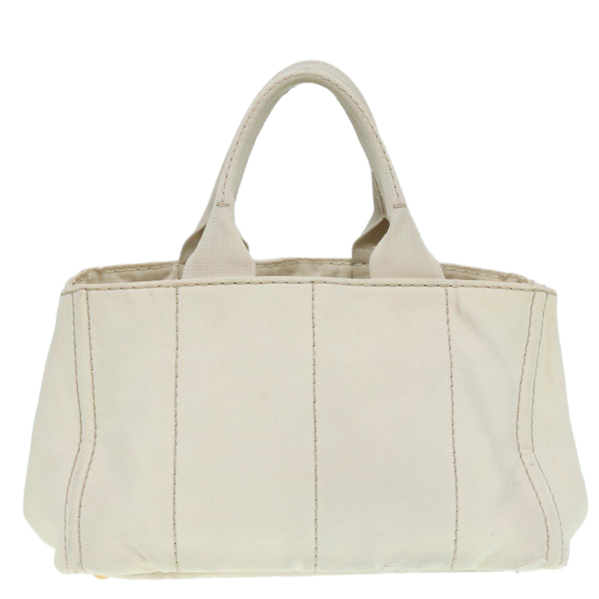 Luxury Prada Canapa MM Hand Bag Canvas White Gold  ti2020