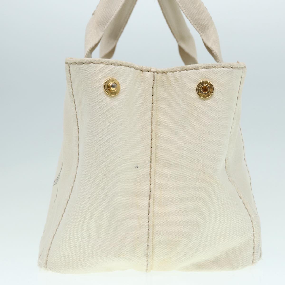 Luxury Prada Canapa MM Hand Bag Canvas White Gold  ti2020