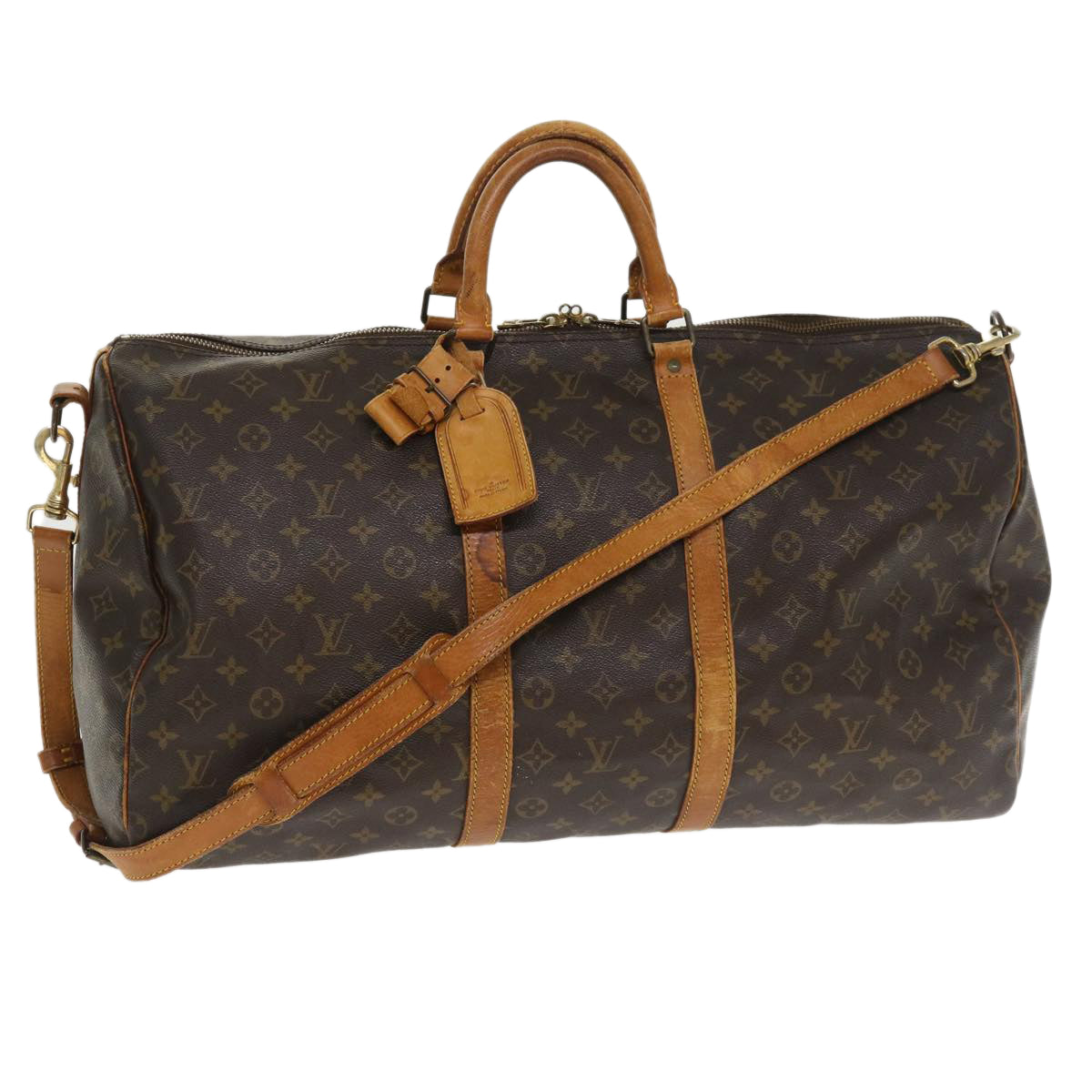 LOUIS VUITTON Monogram Keepall Bandouliere 55 Boston Bag M41414 LV ti753