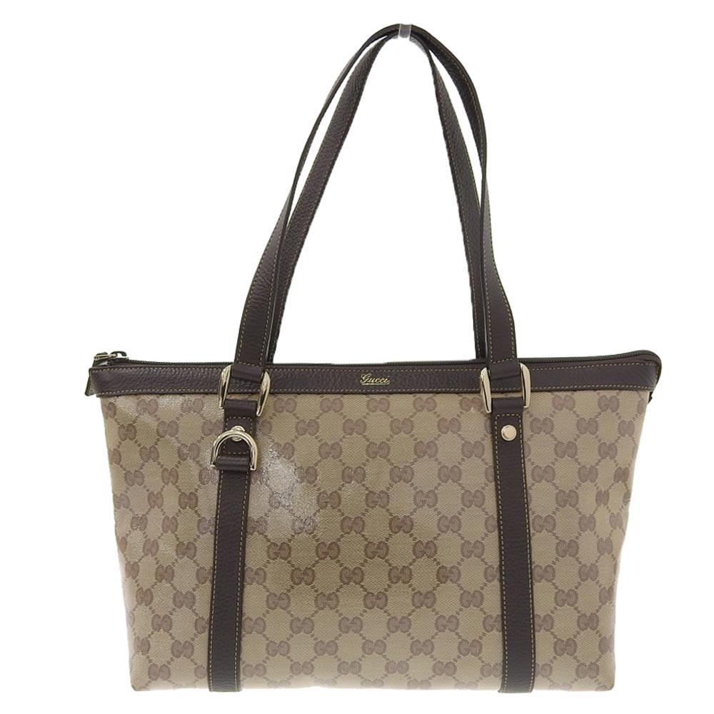 Luxury Gucci Trending 2025 GG Crystal Coated Canvas Leather Shoulder Tote Bag 268640