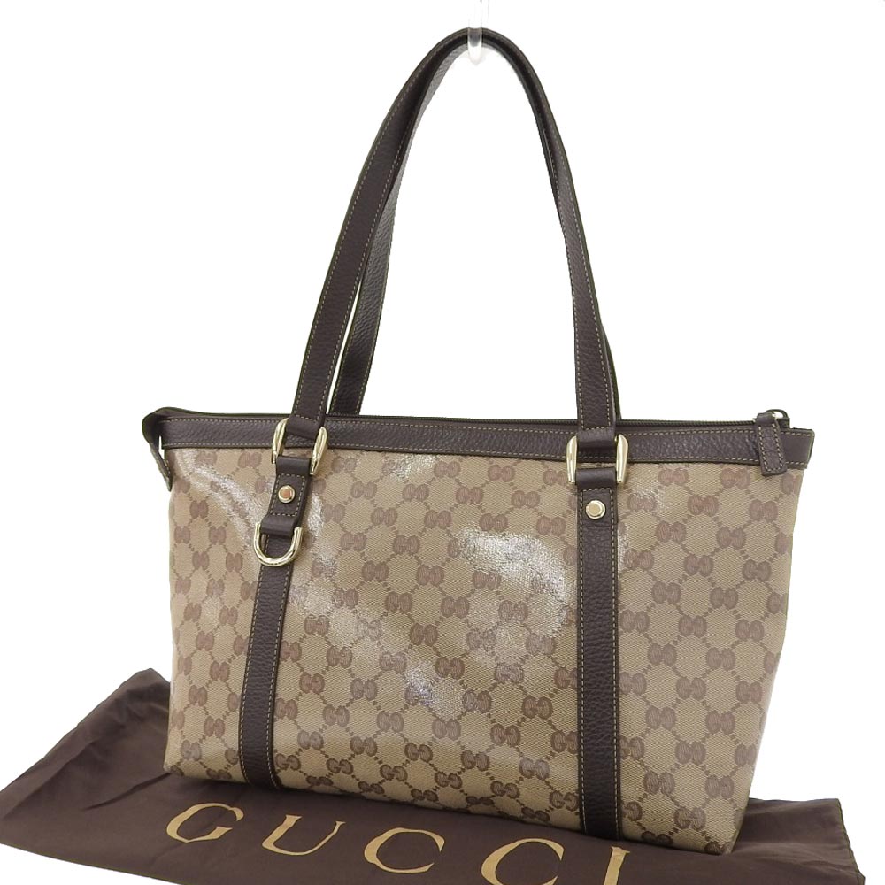 Luxury Gucci Trending 2025 GG Crystal Coated Canvas Leather Shoulder Tote Bag 268640