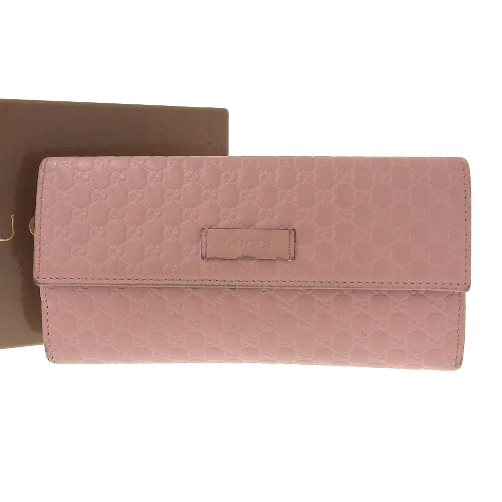 Luxury Gucci Trending 2025 MicroLuxury Gucci Trending 2025ssima Leather Double Hook Long Wallet Pink