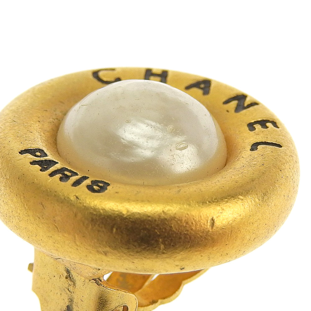 Chanel Vintage Coco Mark Earrings with Mabe Fake Pearl 93A