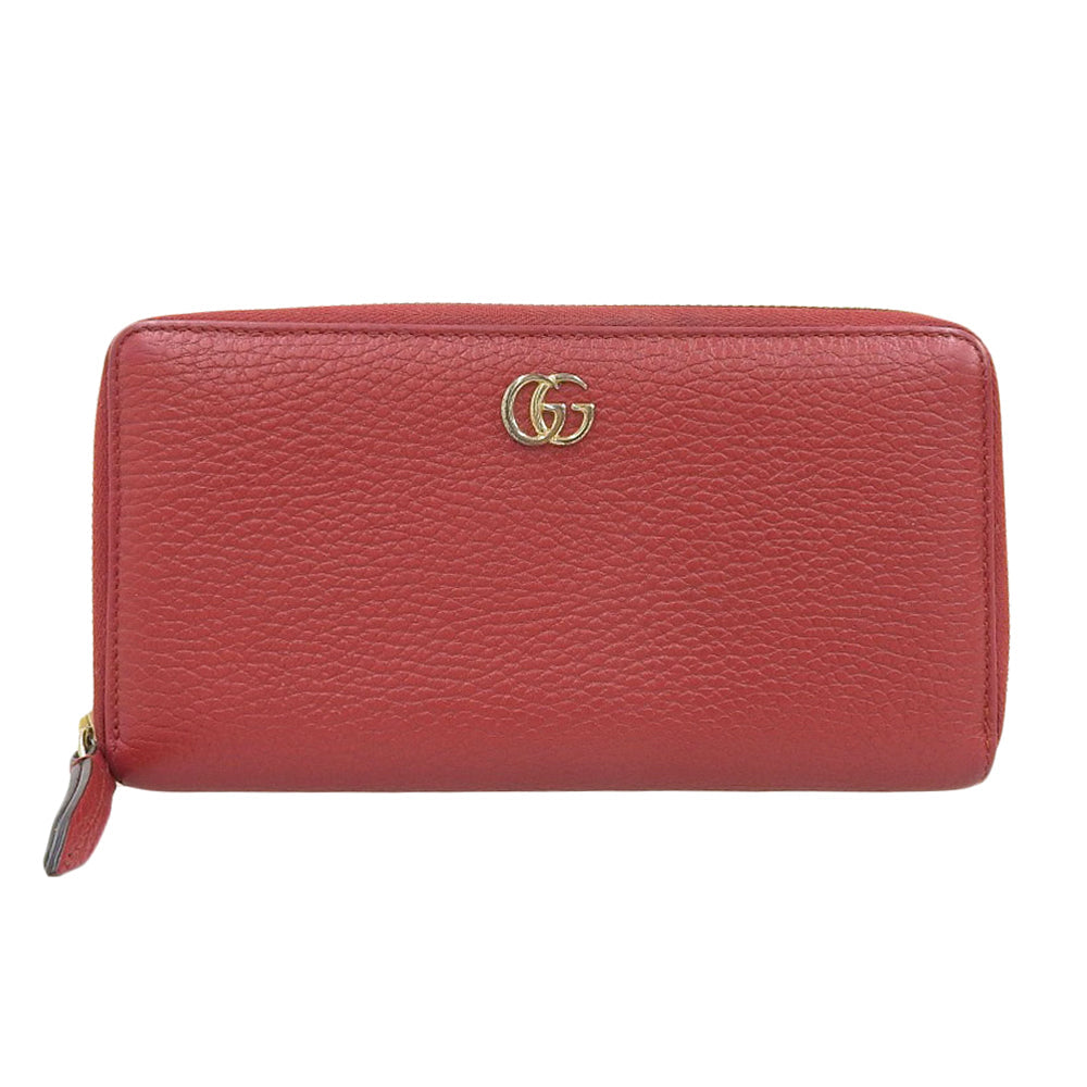 Luxury Gucci Trending 2025 GG Marmont Leather Long Wallet Red