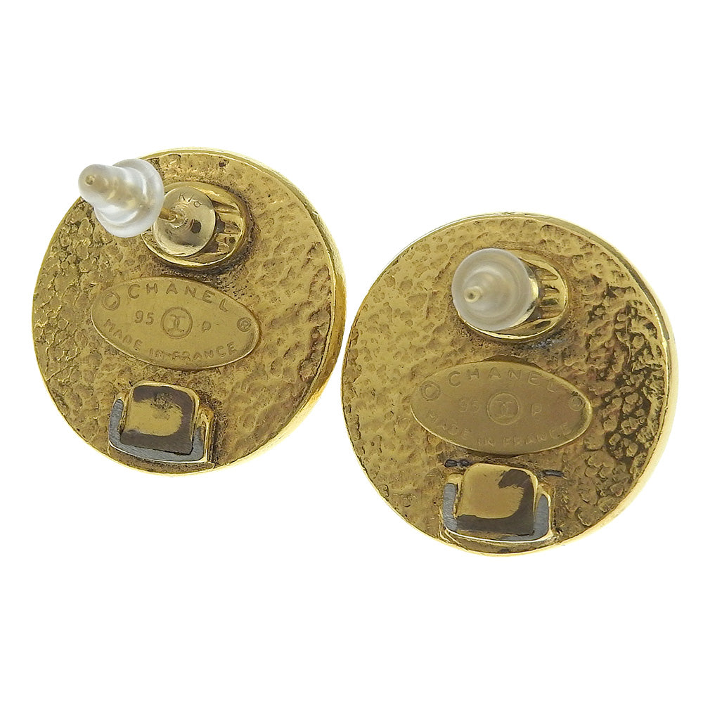 Chanel Coco Mark Earrings Fake Pearl Vintage 95P