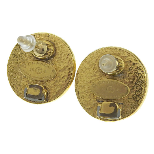 Chanel Coco Mark Earrings Fake Pearl Vintage 95P