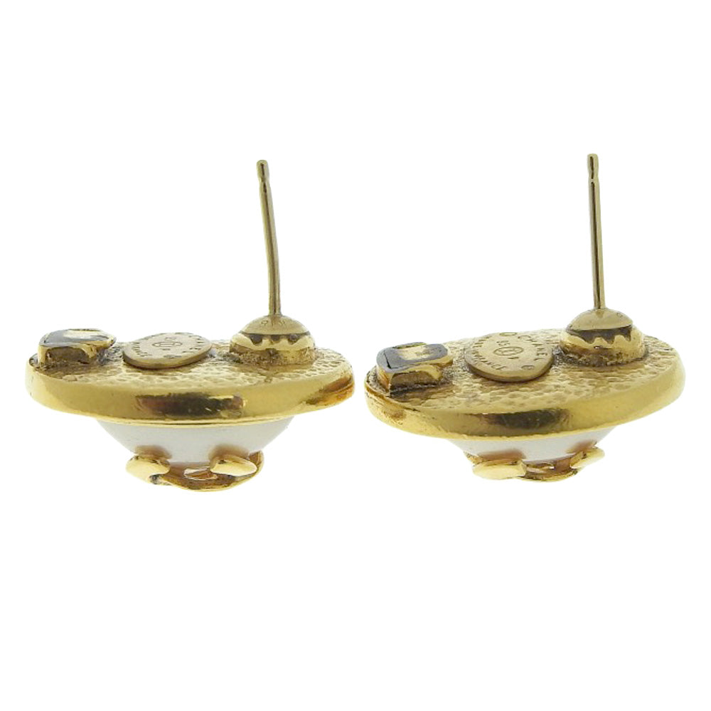 Chanel Coco Mark Earrings Fake Pearl Vintage 95P