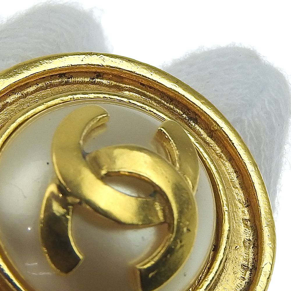Chanel Coco Mark Earrings Fake Pearl Vintage 95P