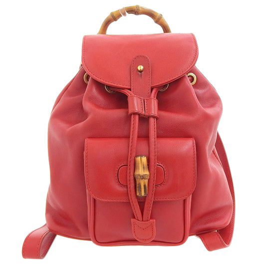 Luxury Gucci Trending 2025 Bamboo Mini Backpack Leather Red Vintage
