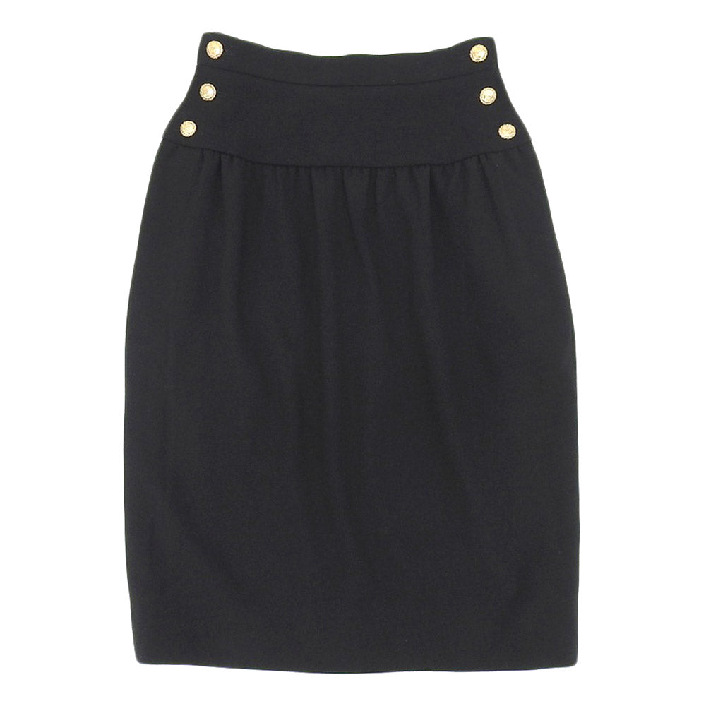 Chanel Wool Skirt Vintage Black