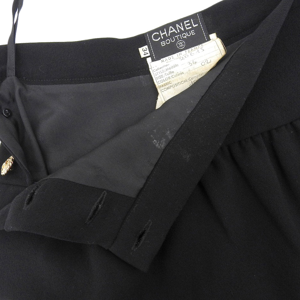 Chanel Wool Skirt Vintage Black
