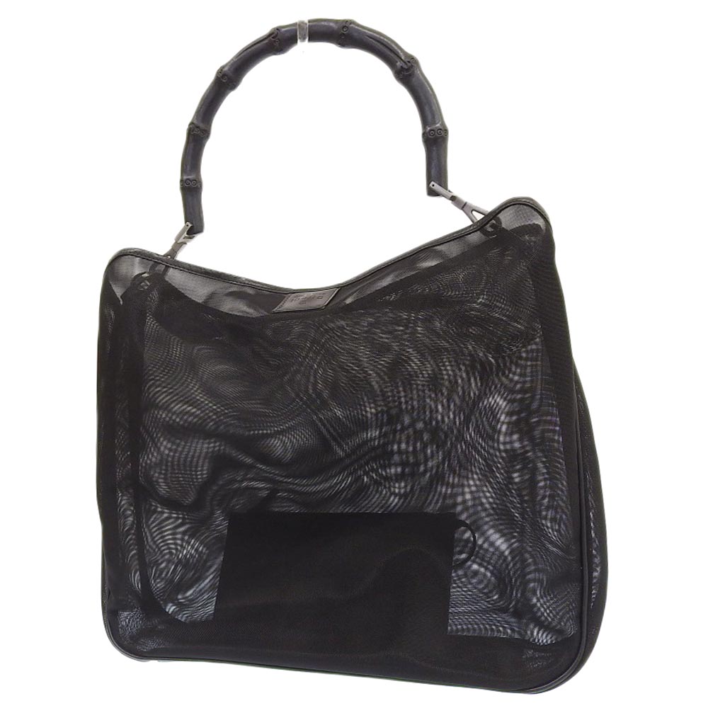 Luxury Gucci Trending 2025 Bamboo Mesh Handbag 0015577 Black