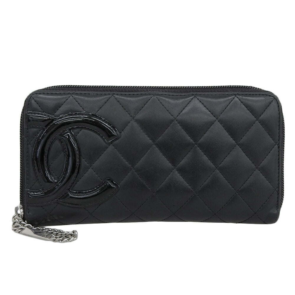 Chanel Cambon Line Lambskin Long Wallet Black