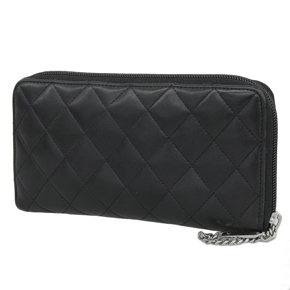 Chanel Cambon Line Lambskin Long Wallet Black