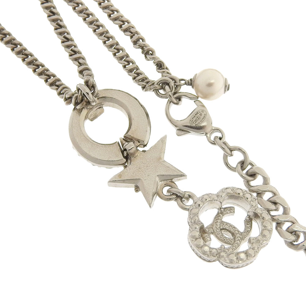 Chanel Camellia Star Coco Mark Rhinestone Pearl Necklace 40cm-58cm