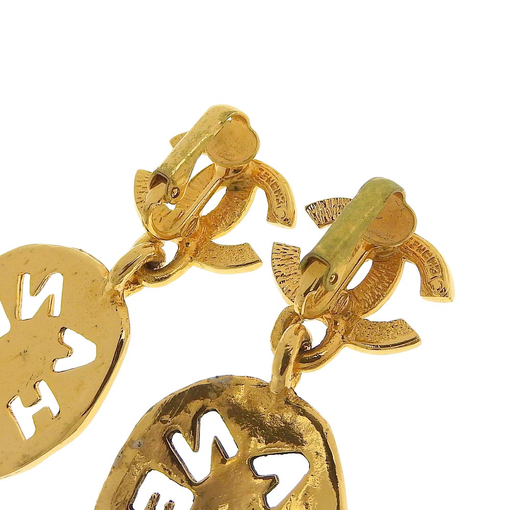 Chanel Vintage Gold Logo Earrings with Box