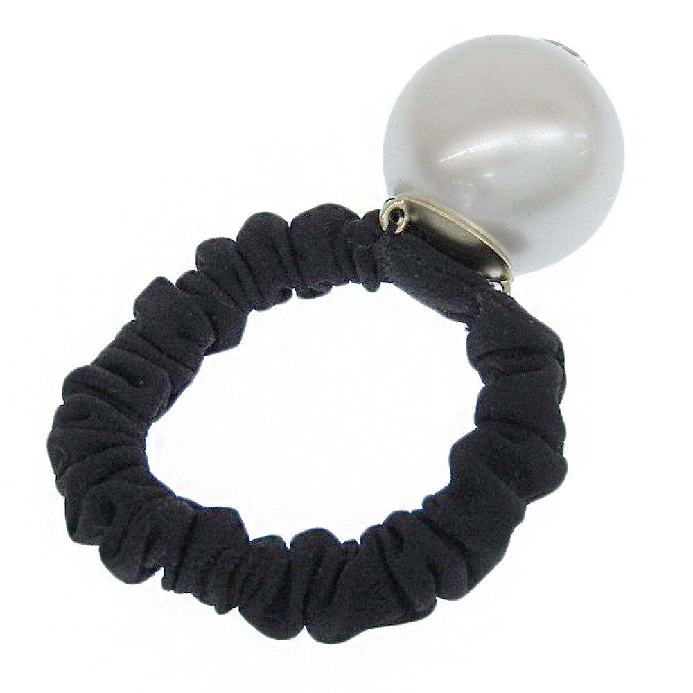 Chanel Hair Tie with Faux Pearl Logo