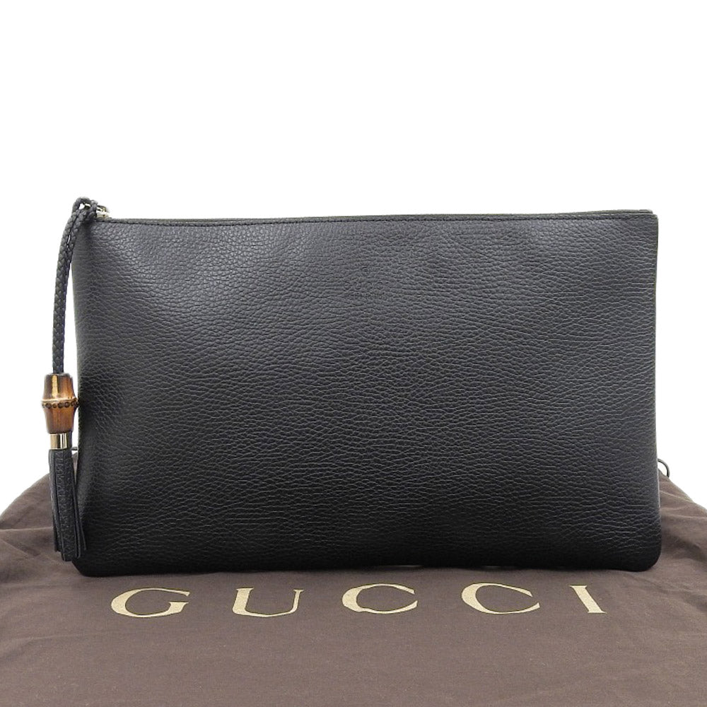 Luxury Gucci Trending 2025 Bamboo Leather Clutch Bag Black