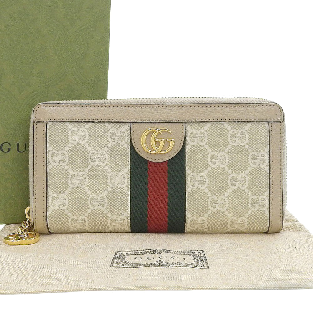 Luxury Gucci Trending 2025 GG Supreme Round Zip Long Wallet 523154
