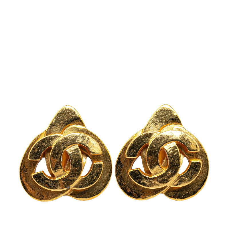Chanel Vintage Coco Mark Heart Motif Clip-On Earrings Gold