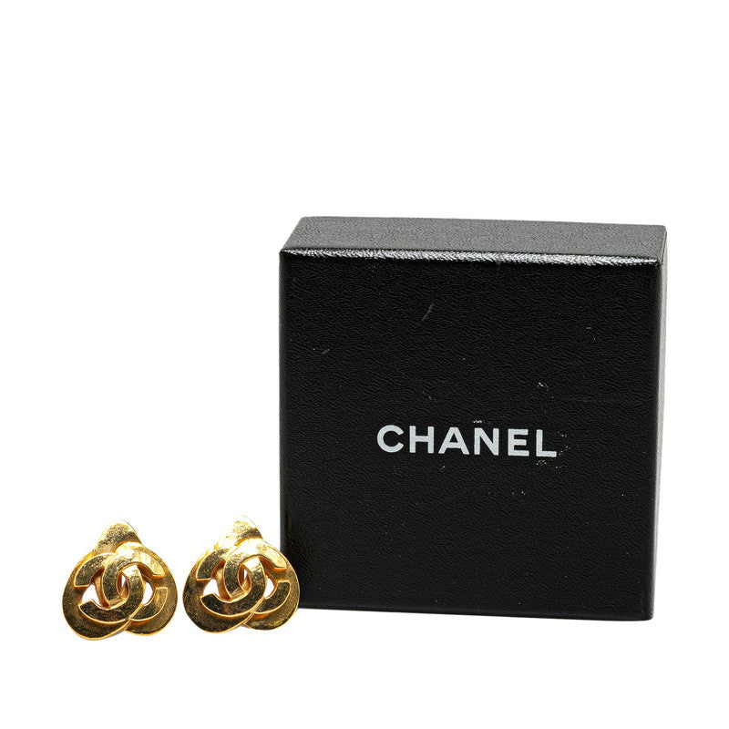 Chanel Vintage Coco Mark Heart Motif Clip-On Earrings Gold