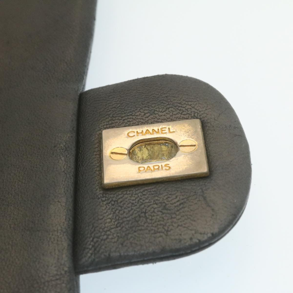 CHANEL Mademoiselle Turn Lock Flap Shoulder Bag Lamb Skin Black CC  tp204A