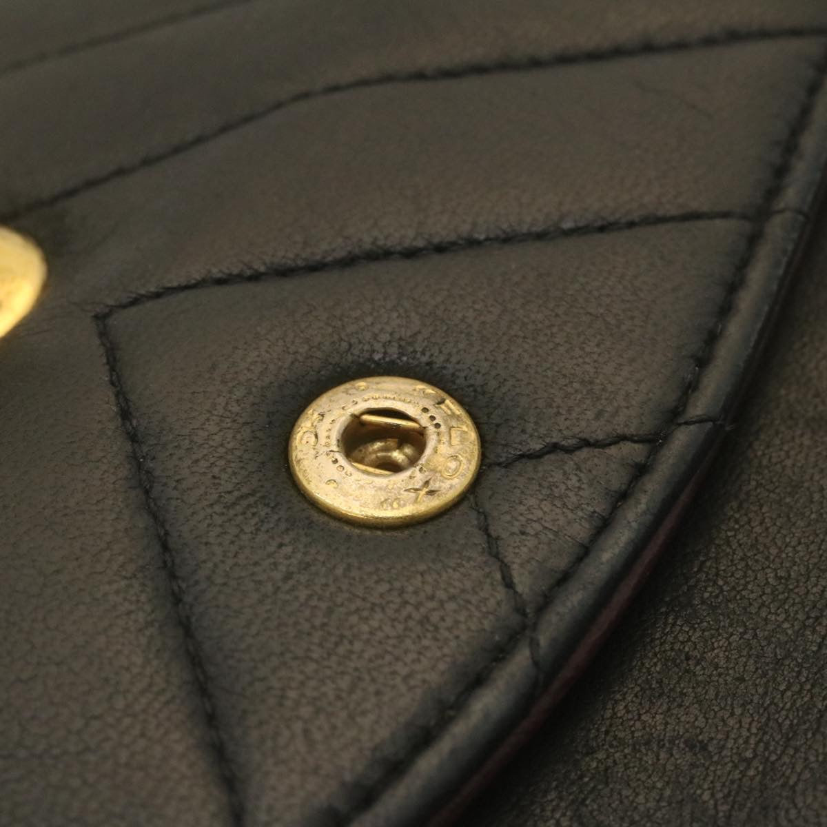 CHANEL Mademoiselle Turn Lock Flap Shoulder Bag Lamb Skin Black CC  tp204A
