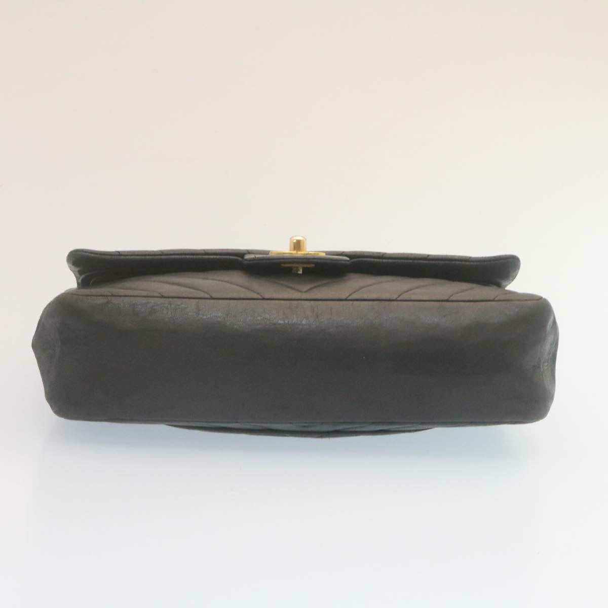CHANEL Mademoiselle Turn Lock Flap Shoulder Bag Lamb Skin Black CC  tp204A