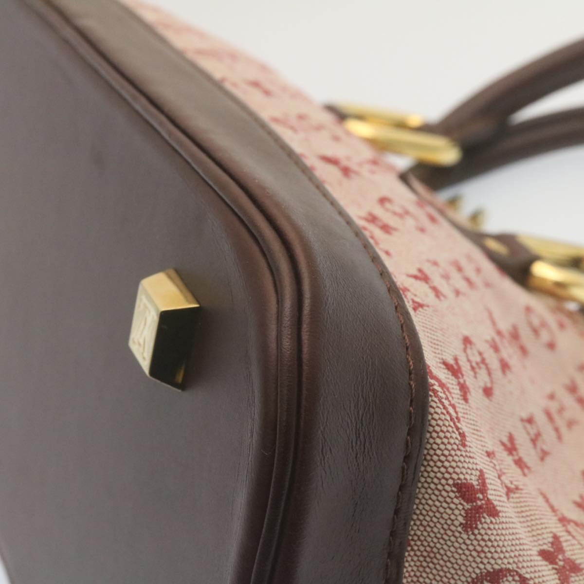 LOUIS VUITTON Monogram Mini Alma Long Hand Bag Red M92207 LV tp208