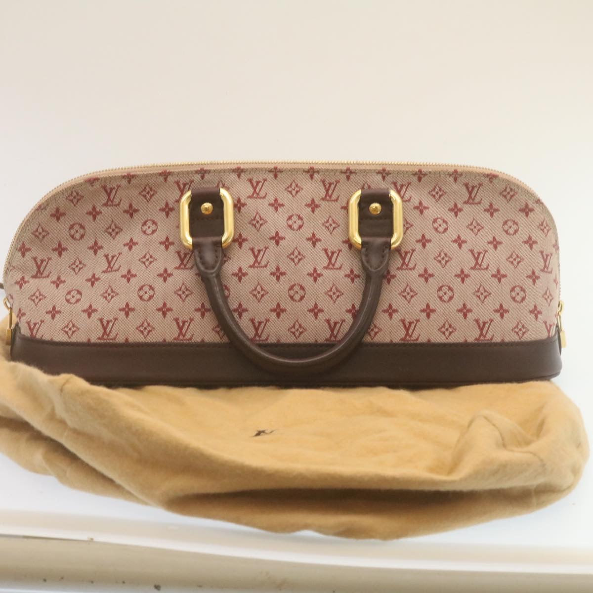 LOUIS VUITTON Monogram Mini Alma Long Hand Bag Red M92207 LV tp208