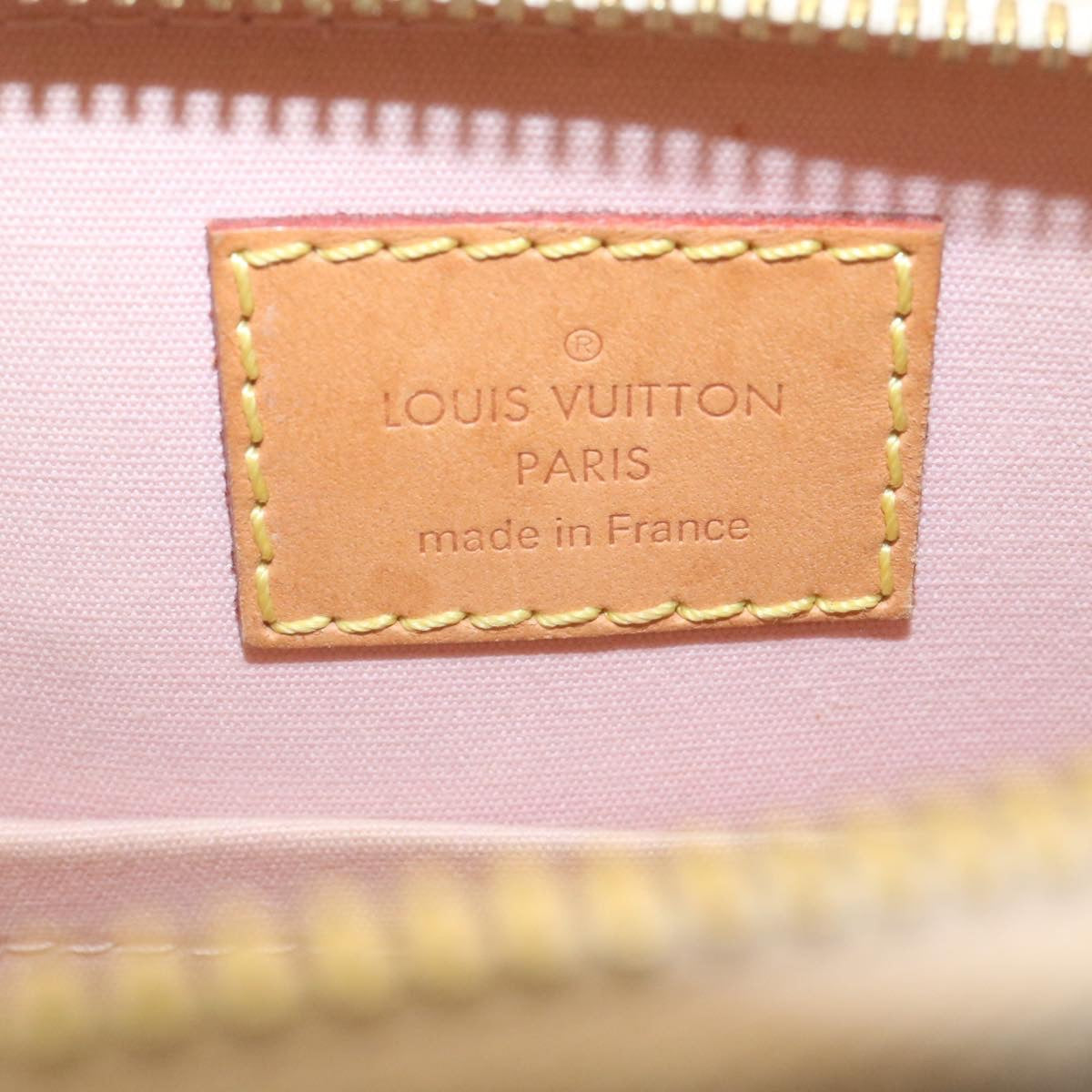 LOUIS VUITTON Vernis Rayures Alma BB Hand Bag 2way Beige Pink M90970 ai678A
