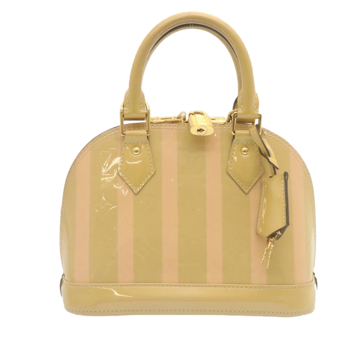 LOUIS VUITTON Vernis Rayures Alma BB Hand Bag 2way Beige Pink M90970 ai678A