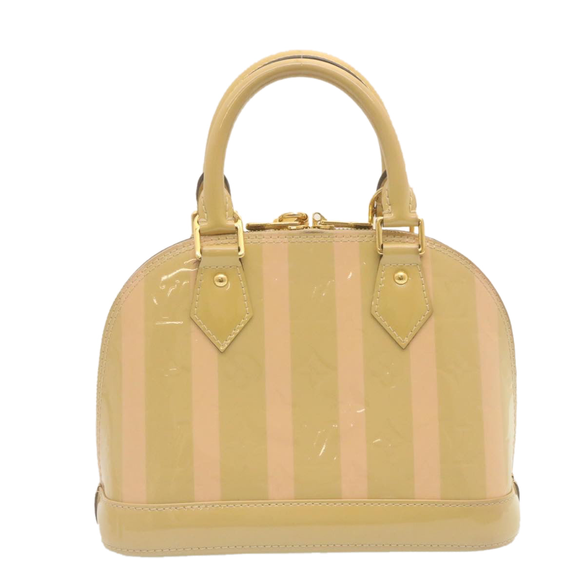 LOUIS VUITTON Vernis Rayures Alma BB Hand Bag 2way Beige Pink M90970 ai678A