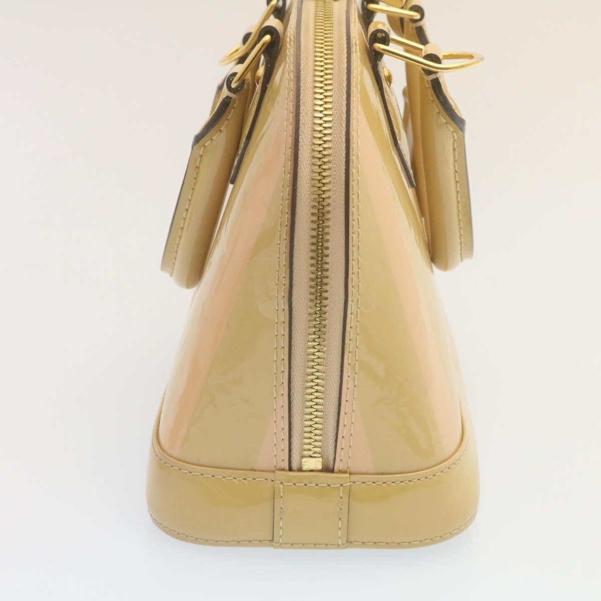 LOUIS VUITTON Vernis Rayures Alma BB Hand Bag 2way Beige Pink M90970 ai678A